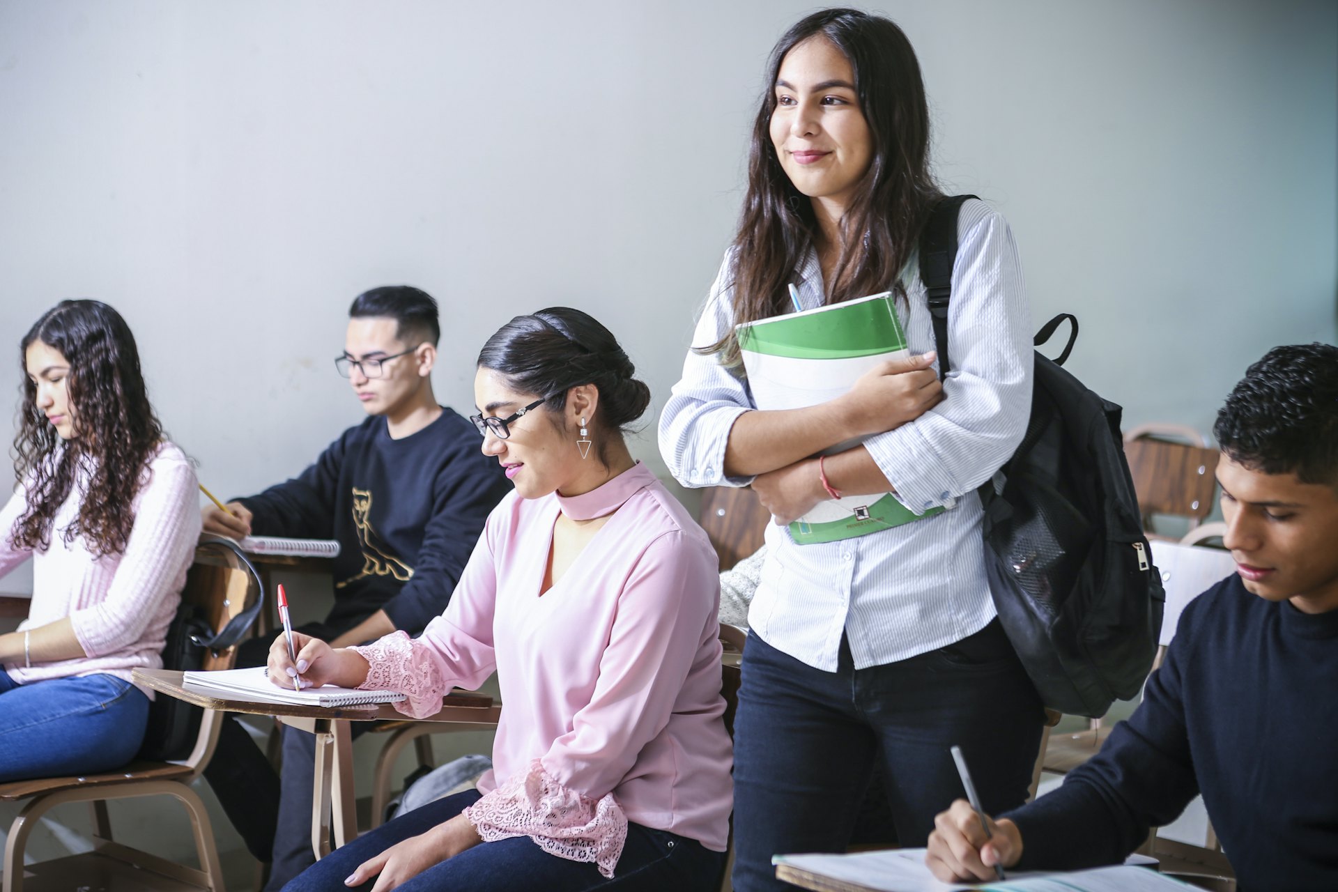 Students working together in class