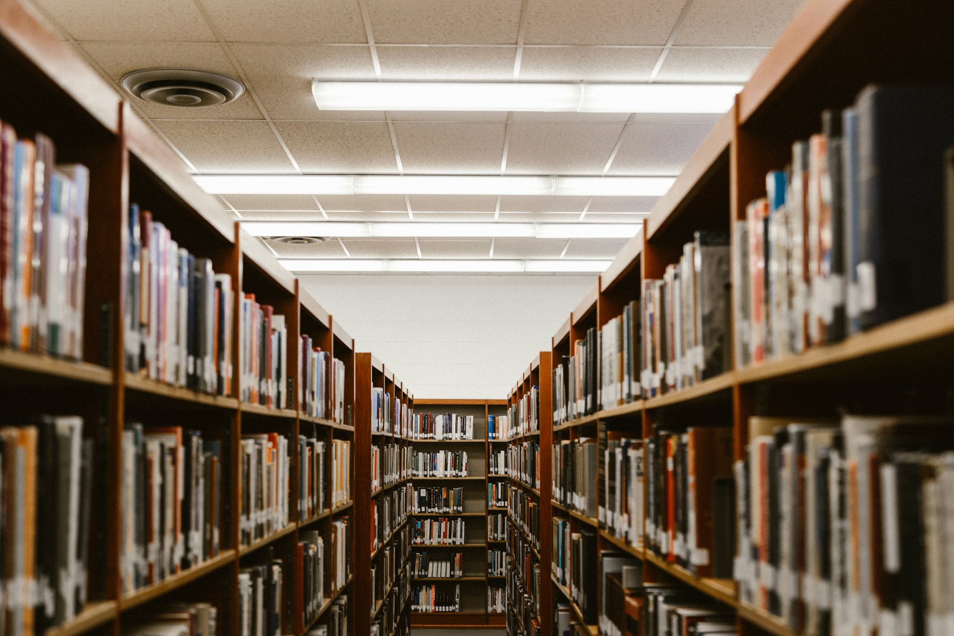 University library shelves