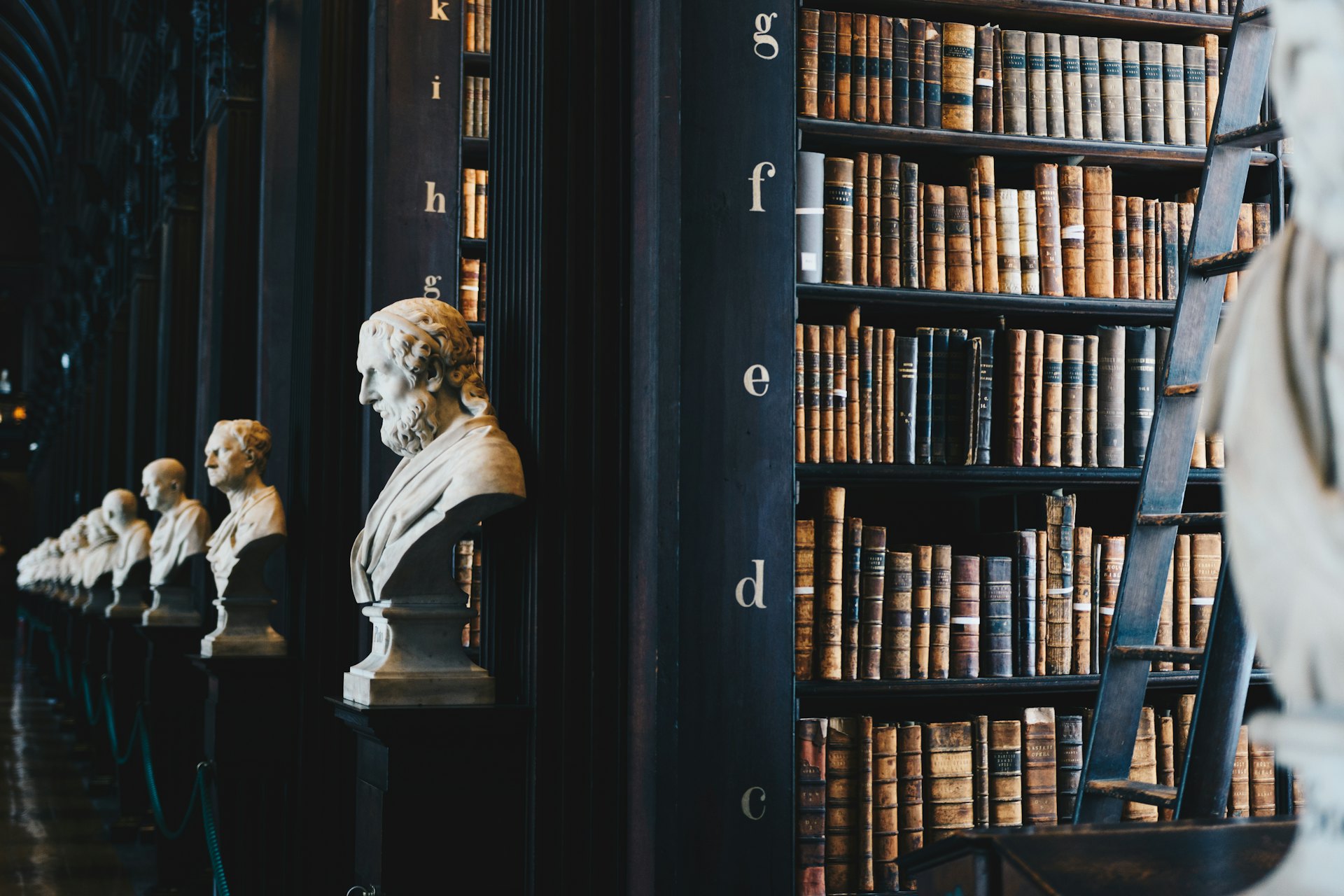 Historic law library with busts